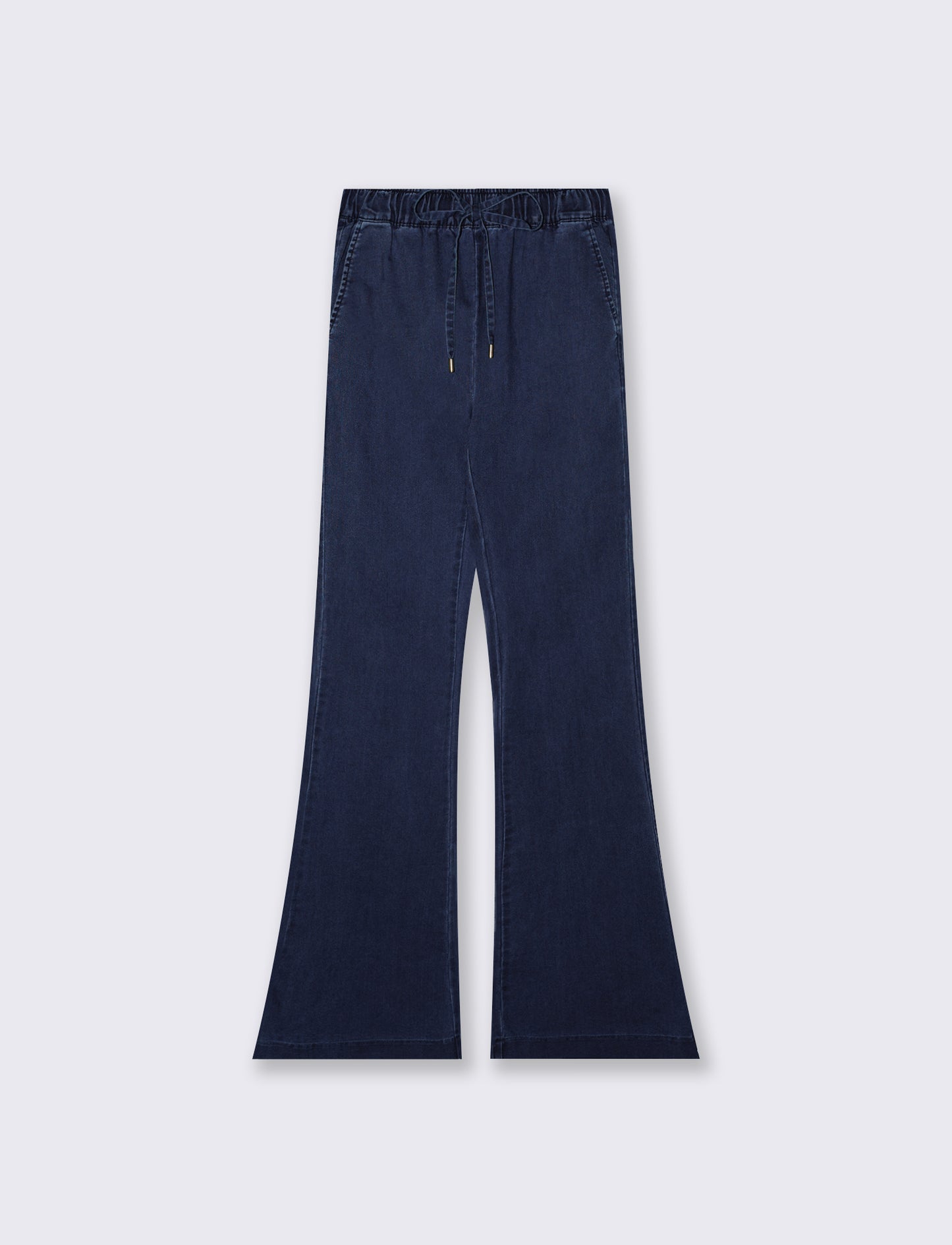 Flare Pants with Elastic Waistband - Blue