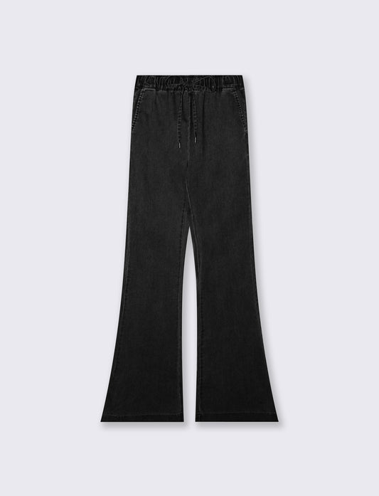 Pantalone Flare con Elastico in Vita - Nero