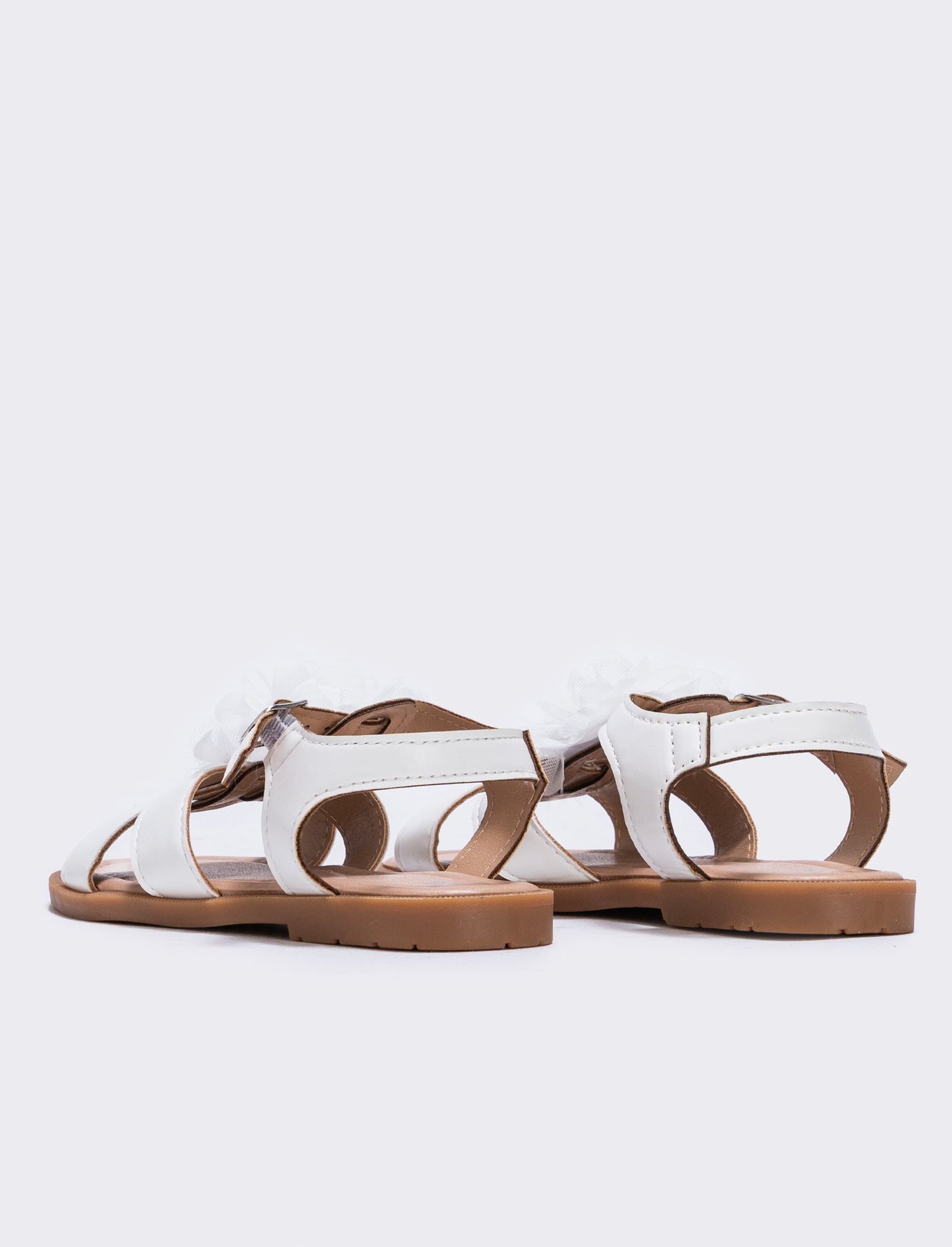 White sandal with tulle flower for girl - White