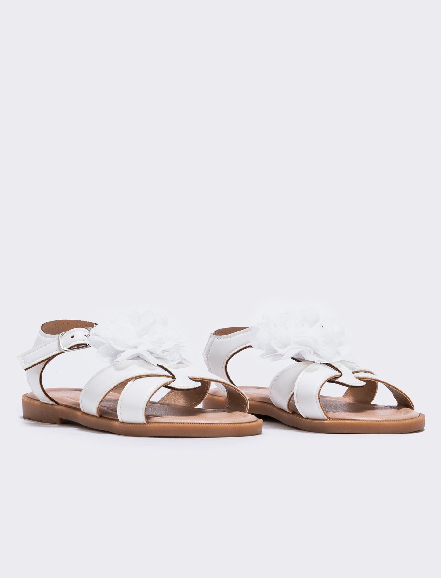 White sandal with tulle flower for girl - White