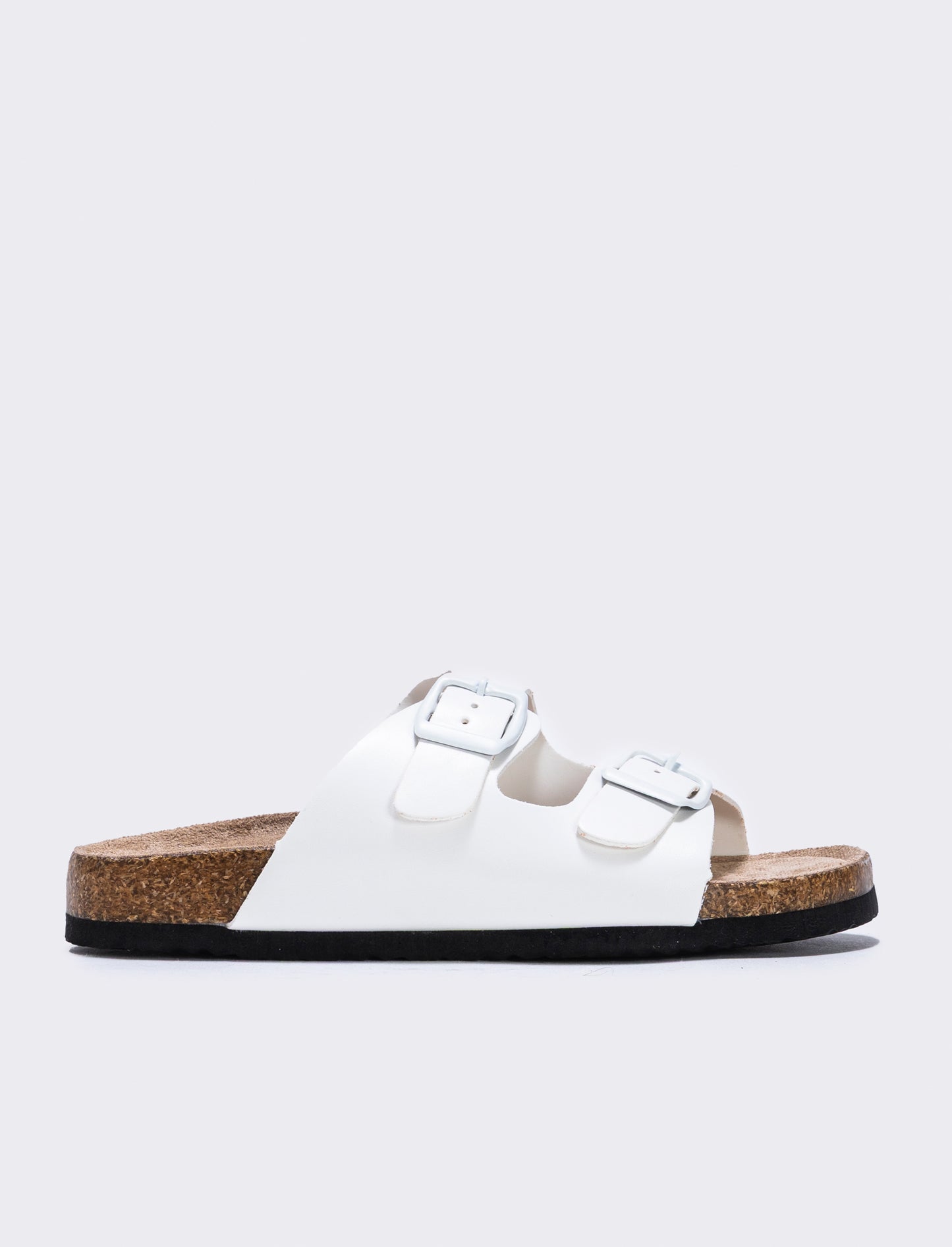 Patent sandals with double buckle for girls - White