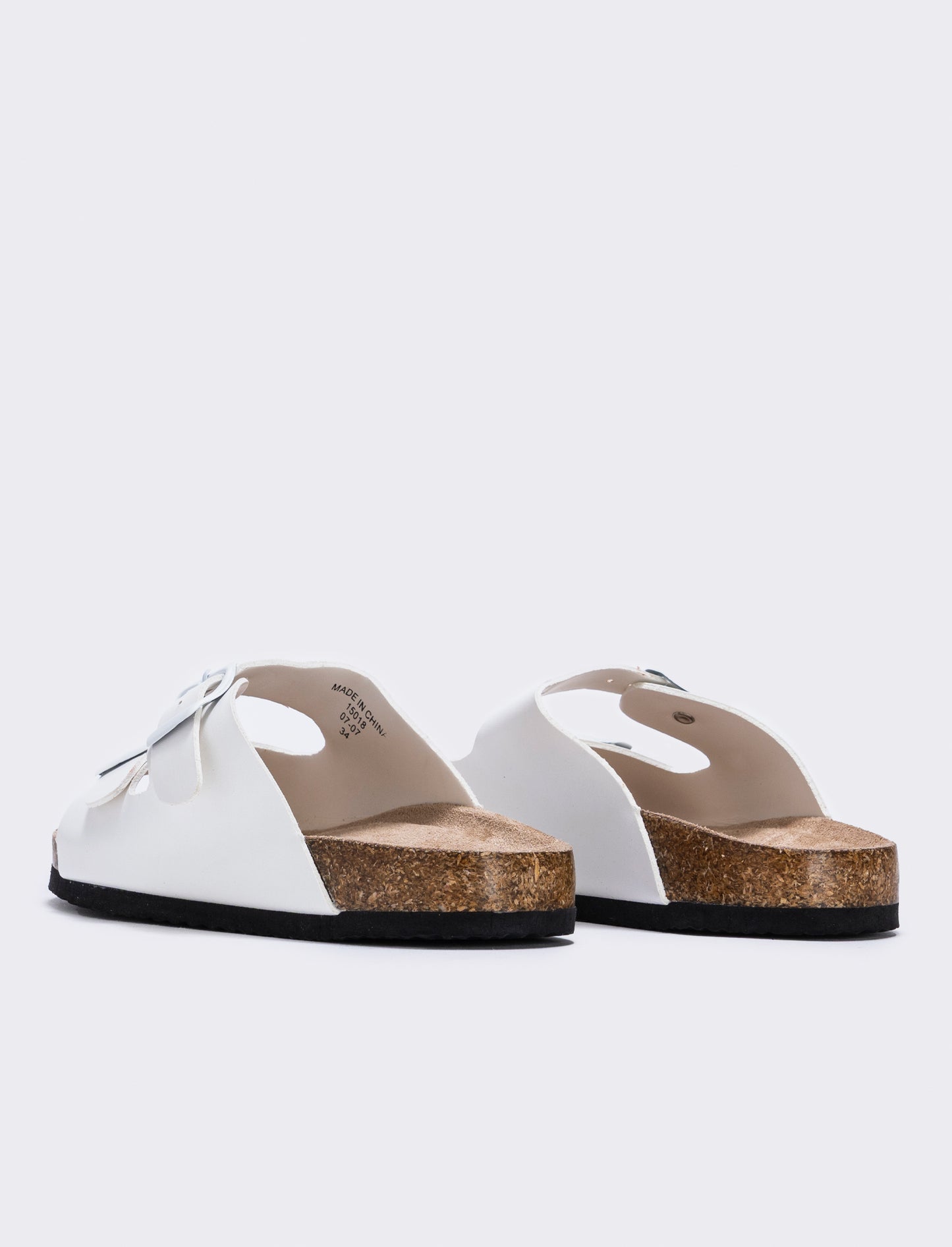 Patent sandals with double buckle for girls - White