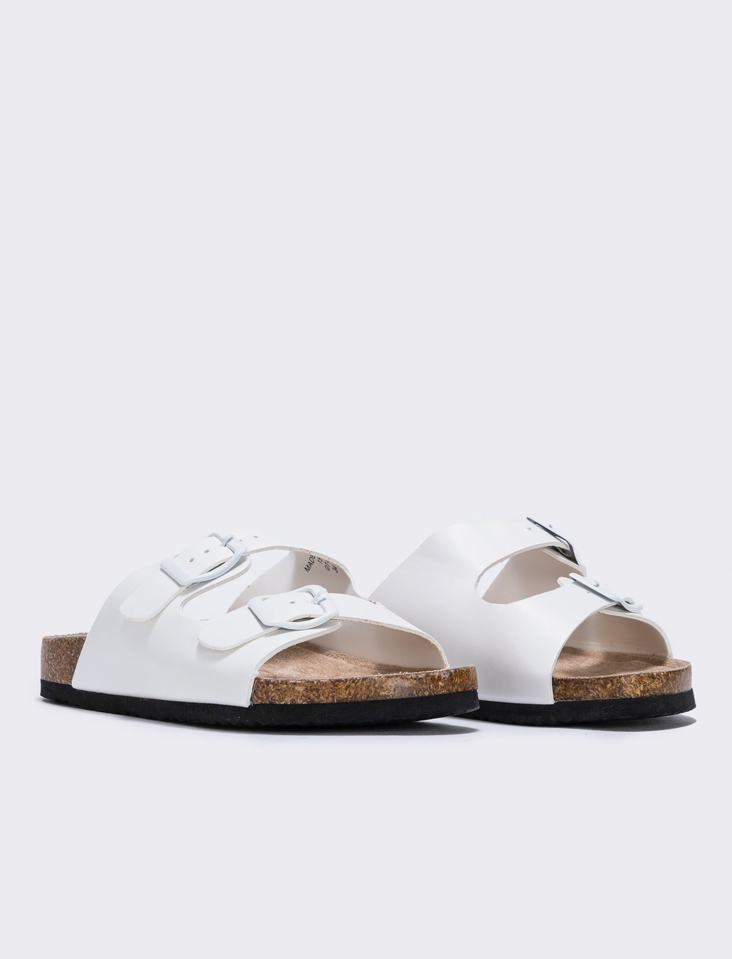 Patent sandals with double buckle for girls - White