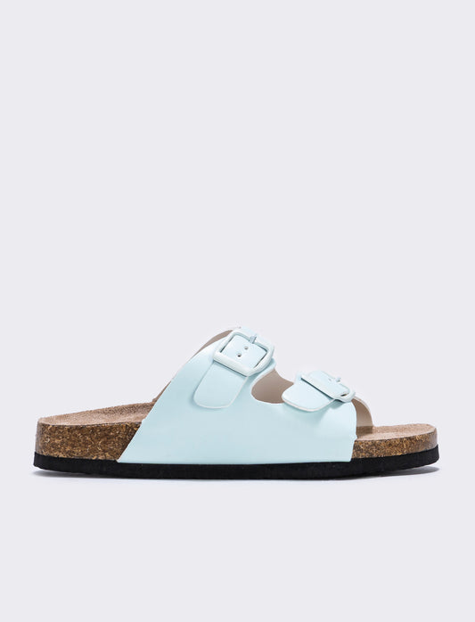 Sandalo vernice con doppia fibbia bambina - Verde menta