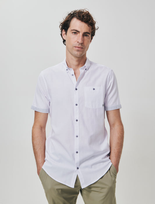 Camicia Oxford Regular Fit con taschino - Bianco