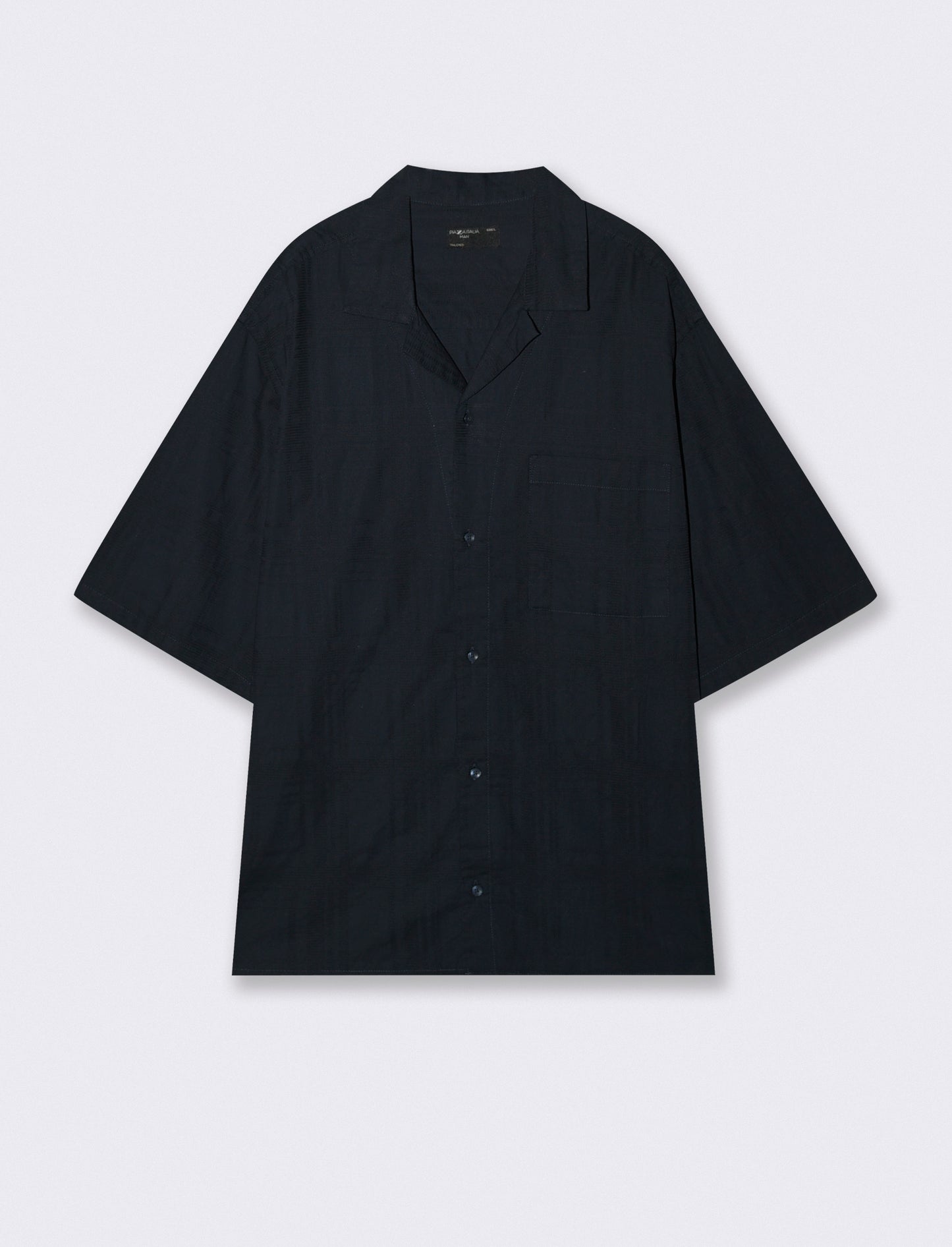 CAMICIA JACQUARD EFFETTO QUADRI - Blu