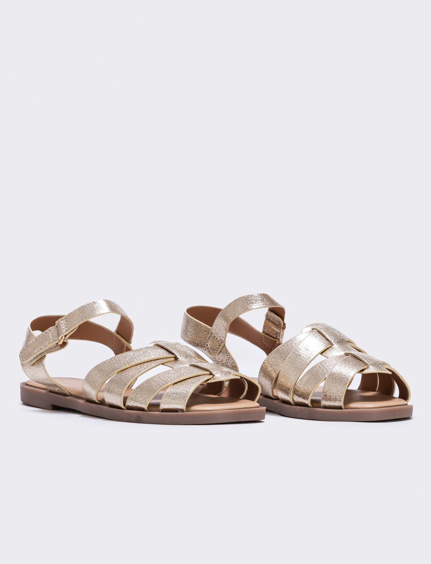 Crossed gold sandal for girl - Gold