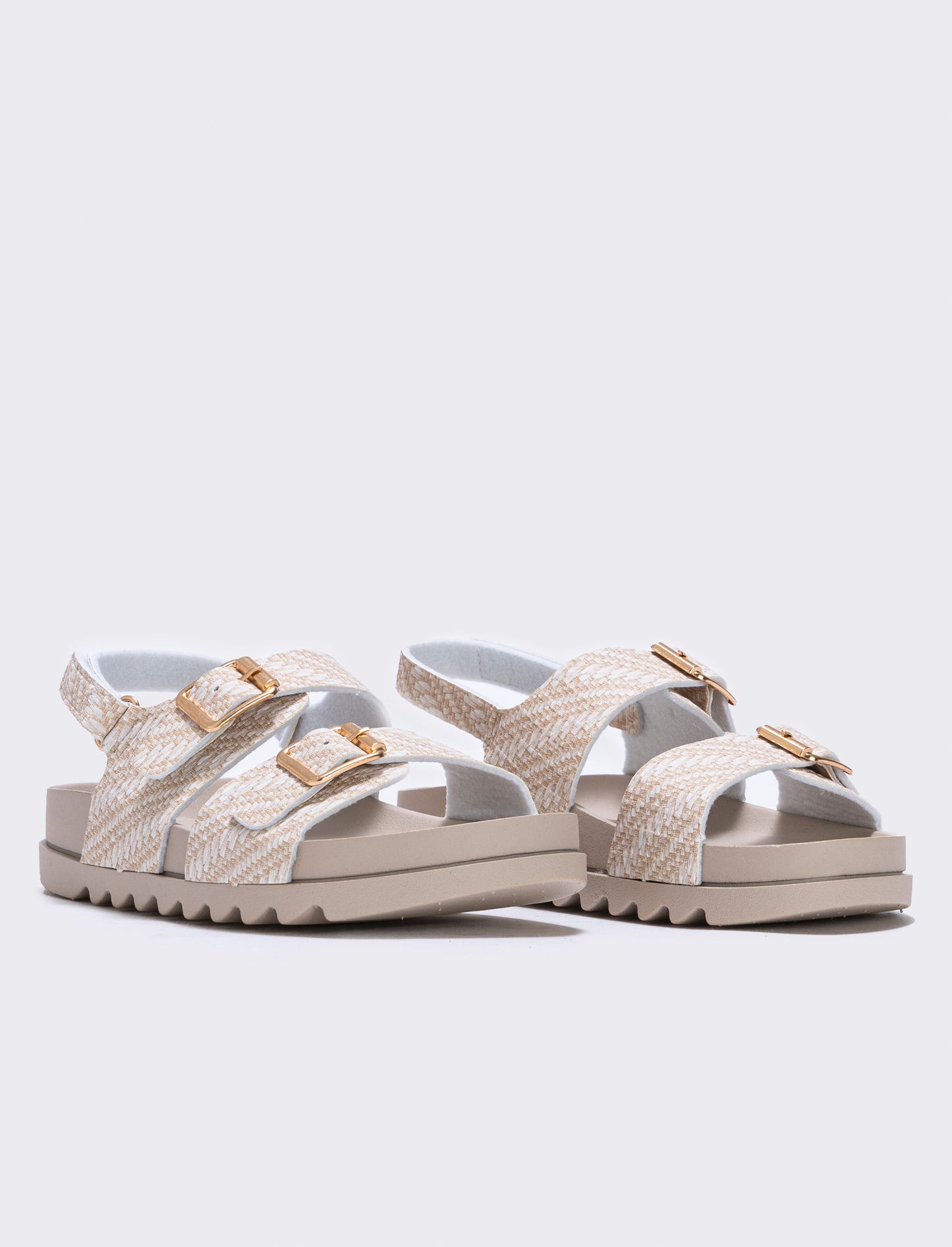 Beige sandals for girls with adjustable buckles - Beige