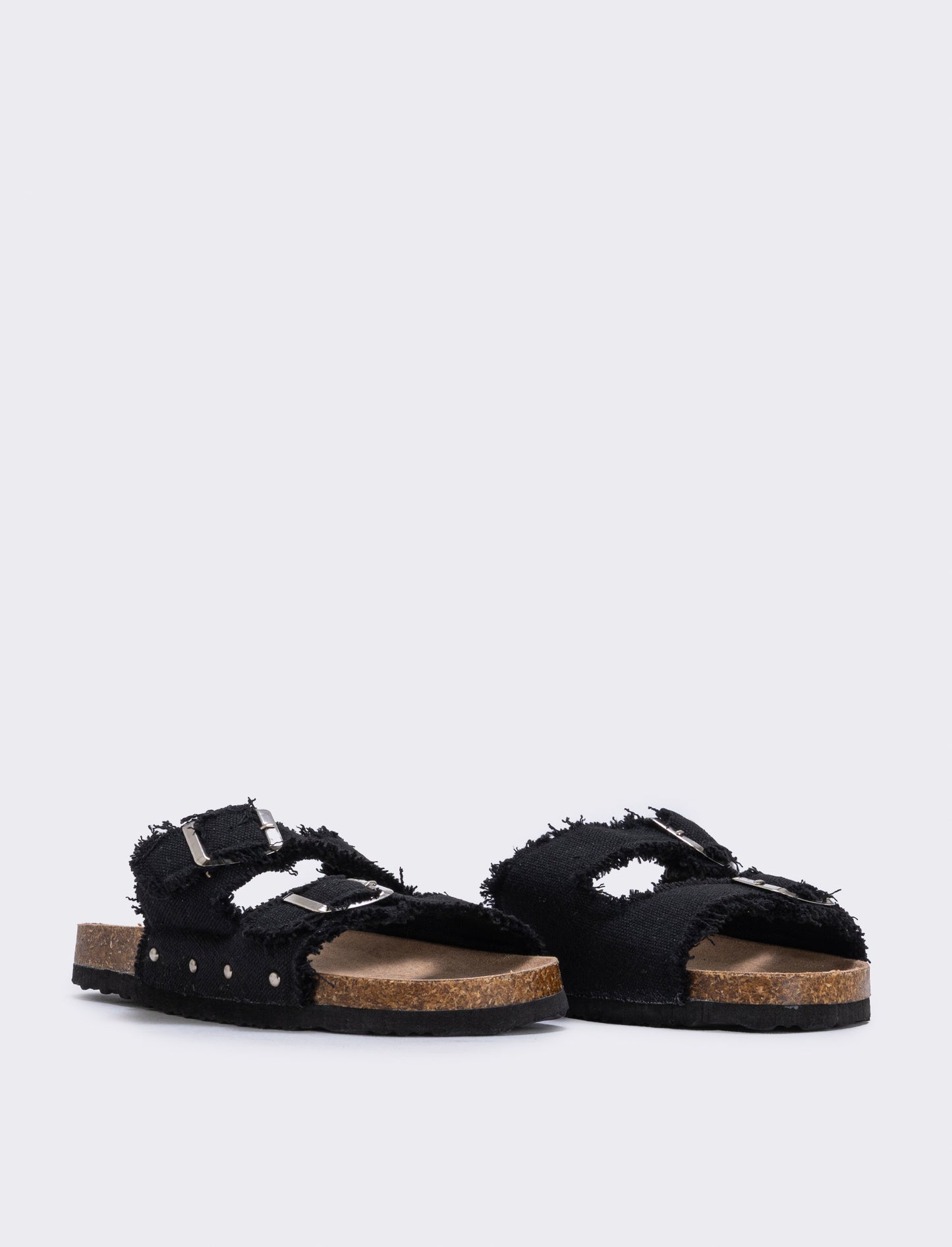 Sandalo in denim con doppia fibbia da bambina - Nero