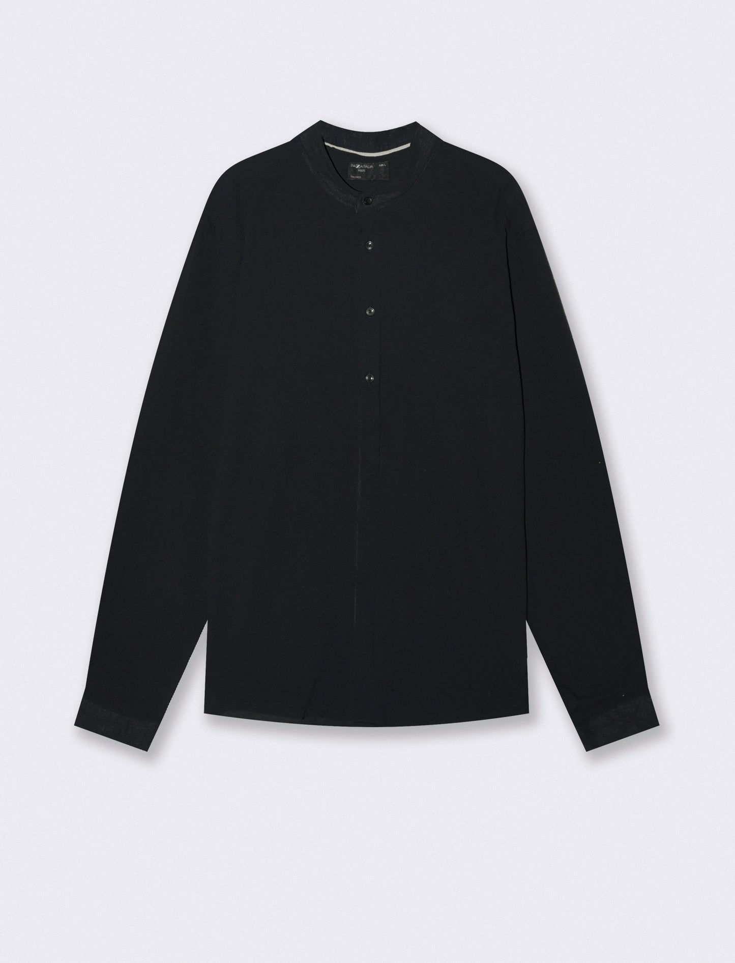 Camicia coreana effetto crepe in cotone - Nero