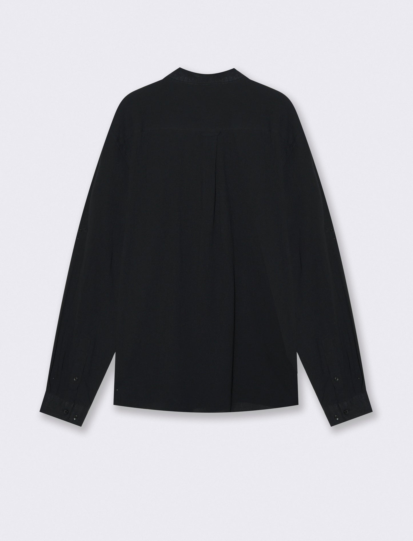 Camicia coreana effetto crepe in cotone - Nero