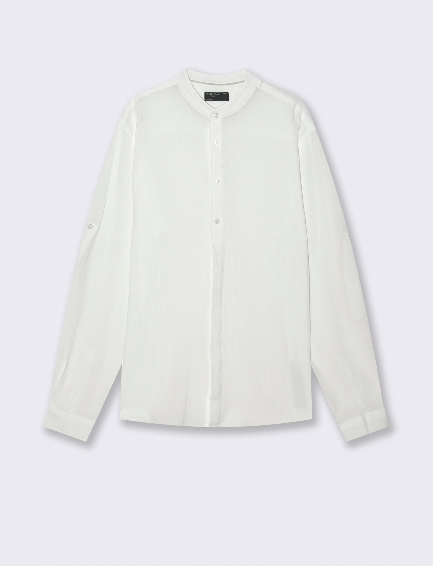 Camicia coreana effetto crepe in cotone - Bianco