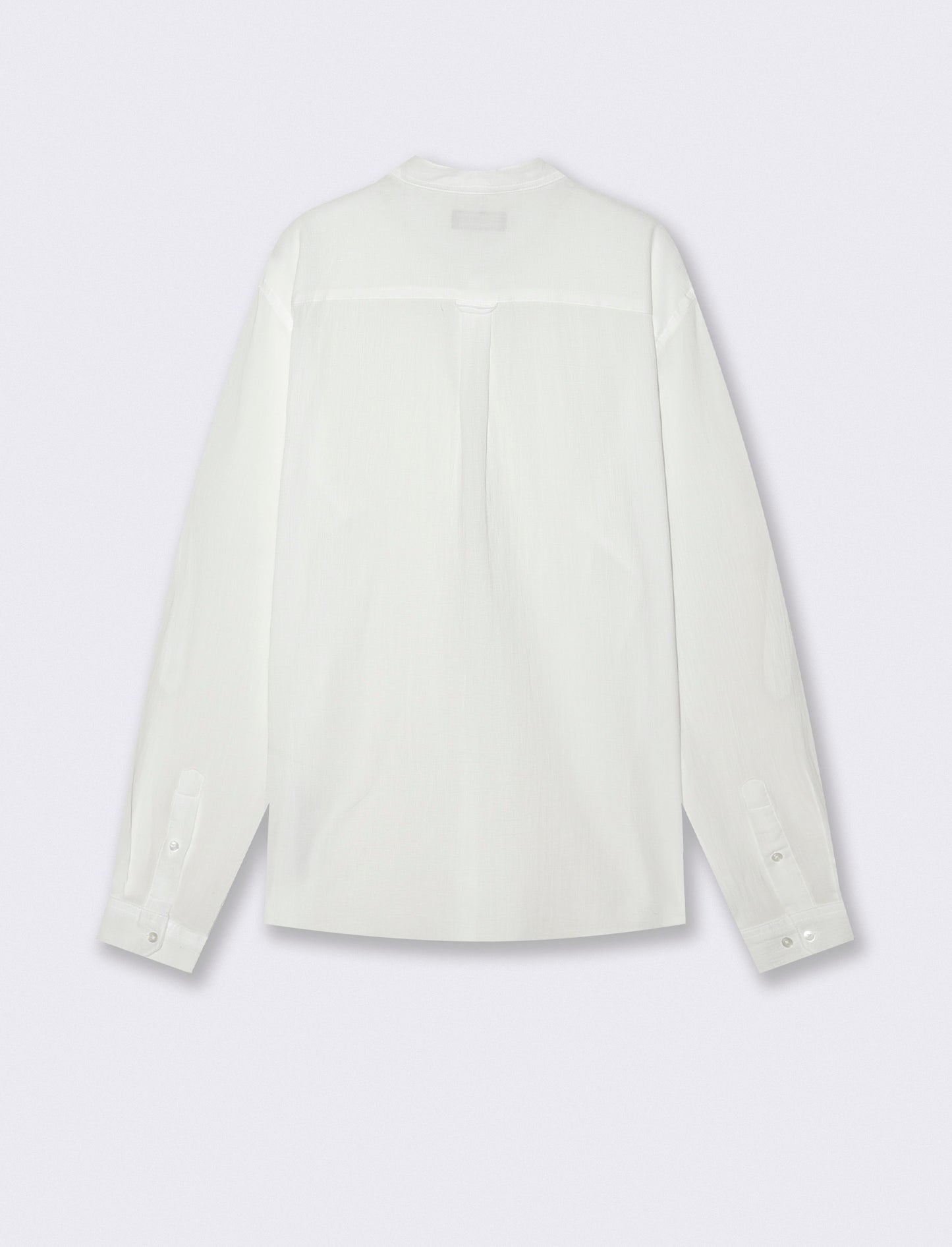 Camicia coreana effetto crepe in cotone - Bianco