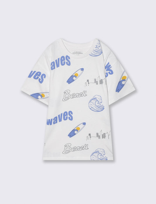 T-shirt girocollo estiva e energica - Bianco