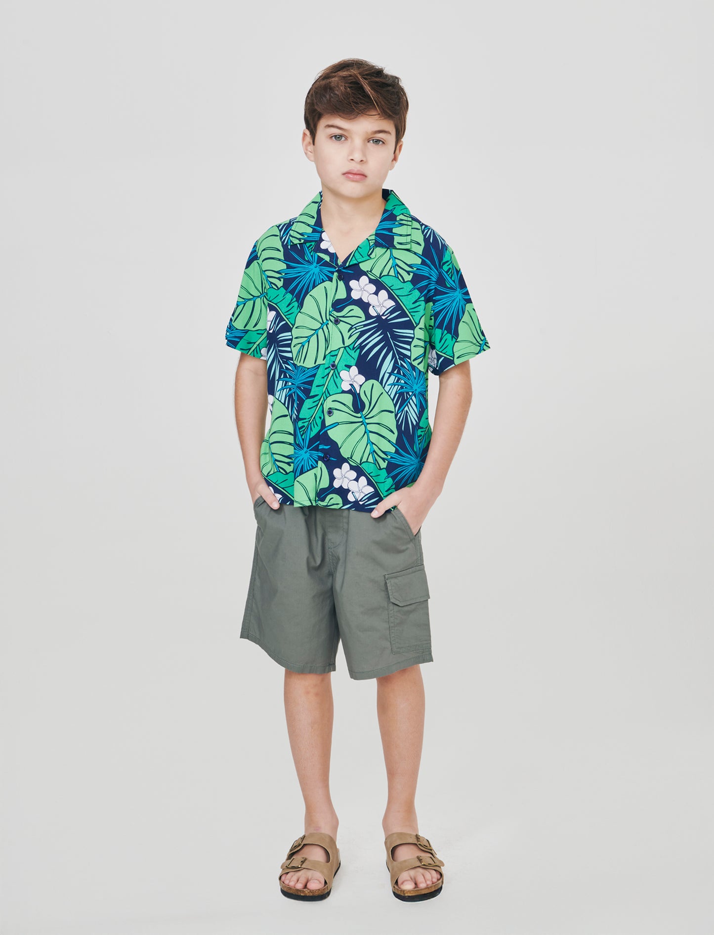 Camicia stampata in viscosa per l'estate - Verde