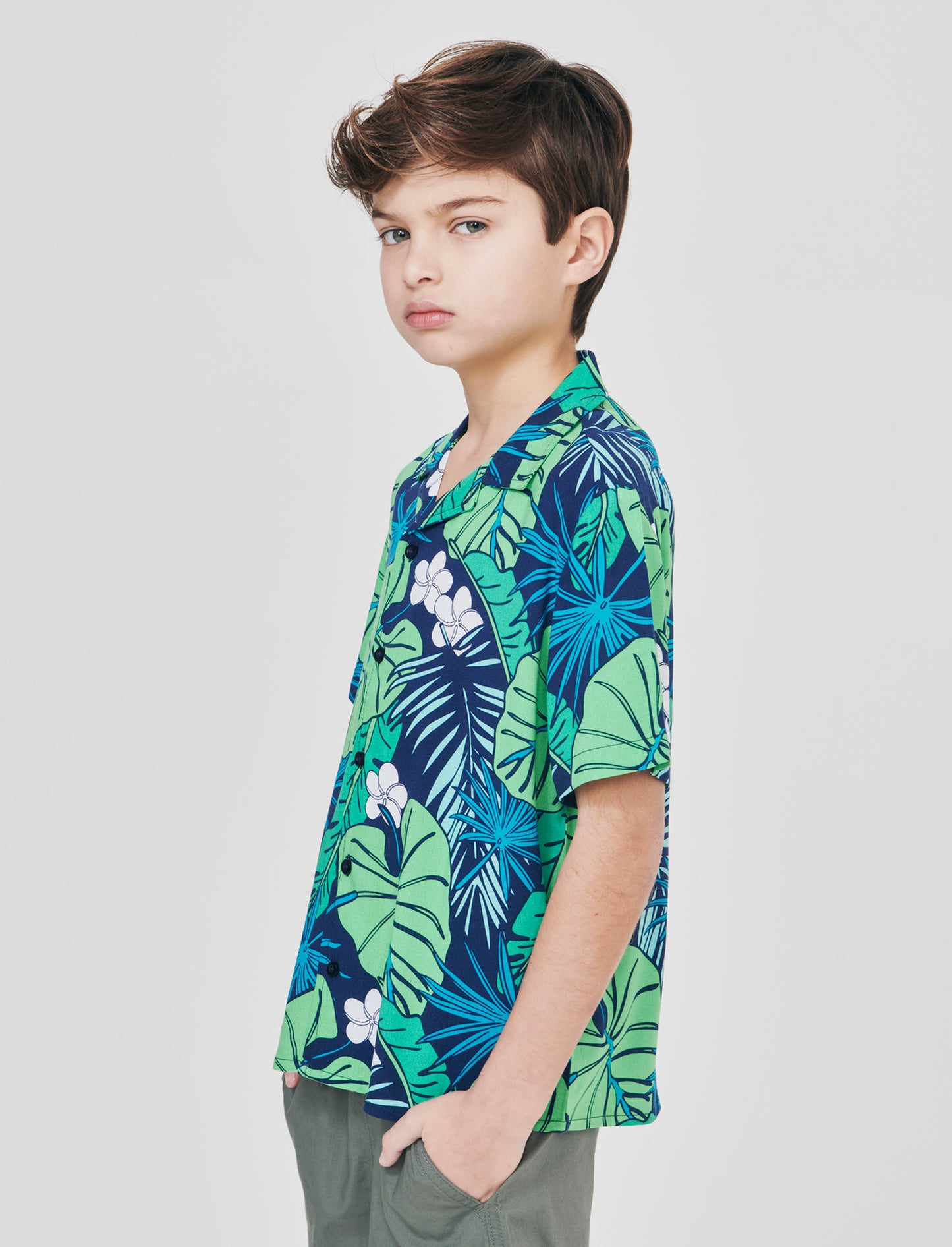Camicia stampata in viscosa per l'estate - Verde