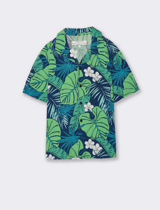 Printed Viscose Shirt for Summer - Green