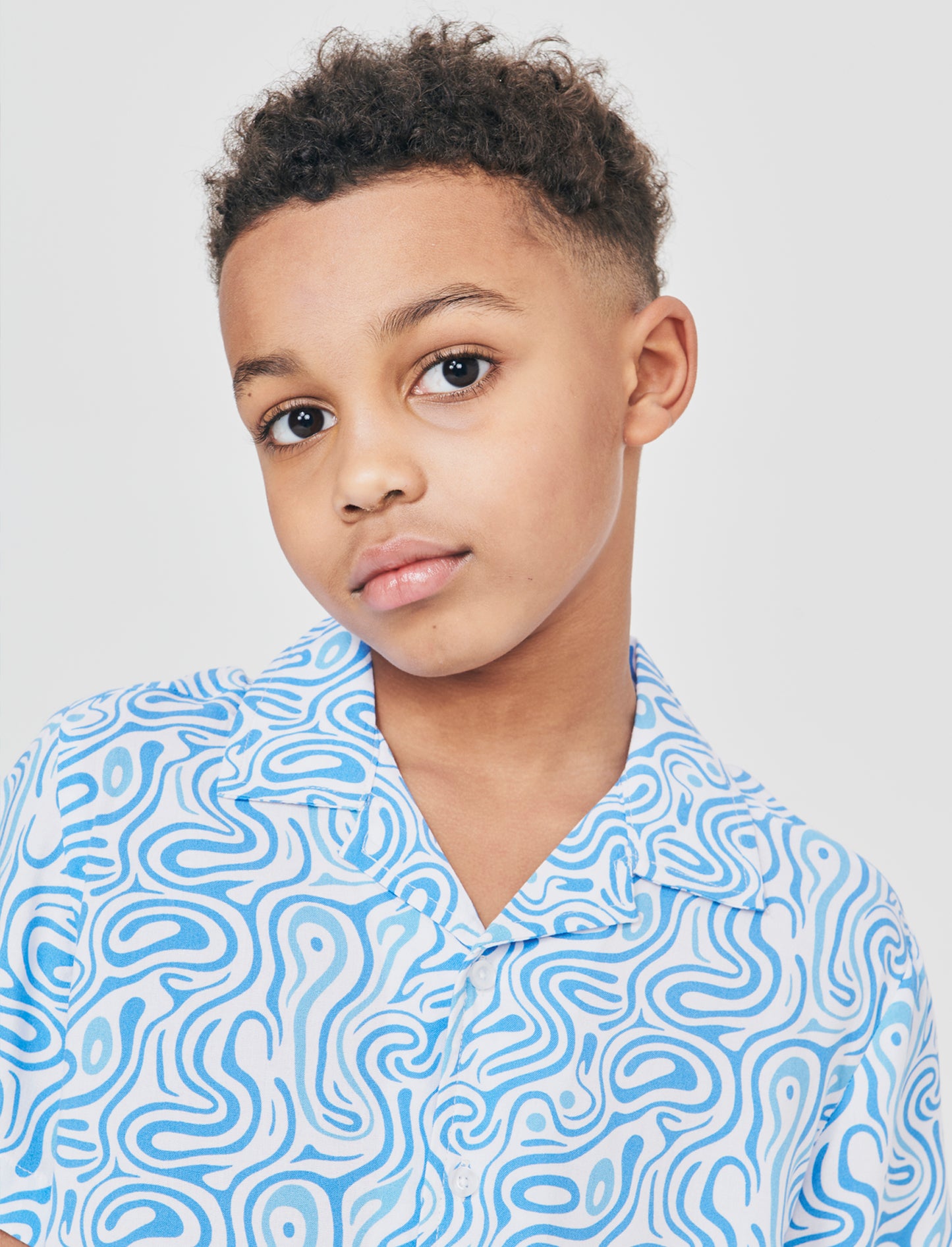 Camicia stampata in viscosa per l'estate - Azzurro