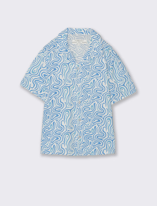 Printed Viscose Shirt for Summer - Sky blue