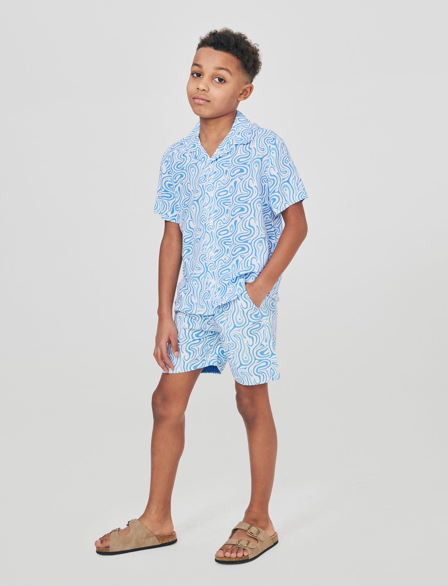 Costume pantaloncino stampato estivo - Azzurro