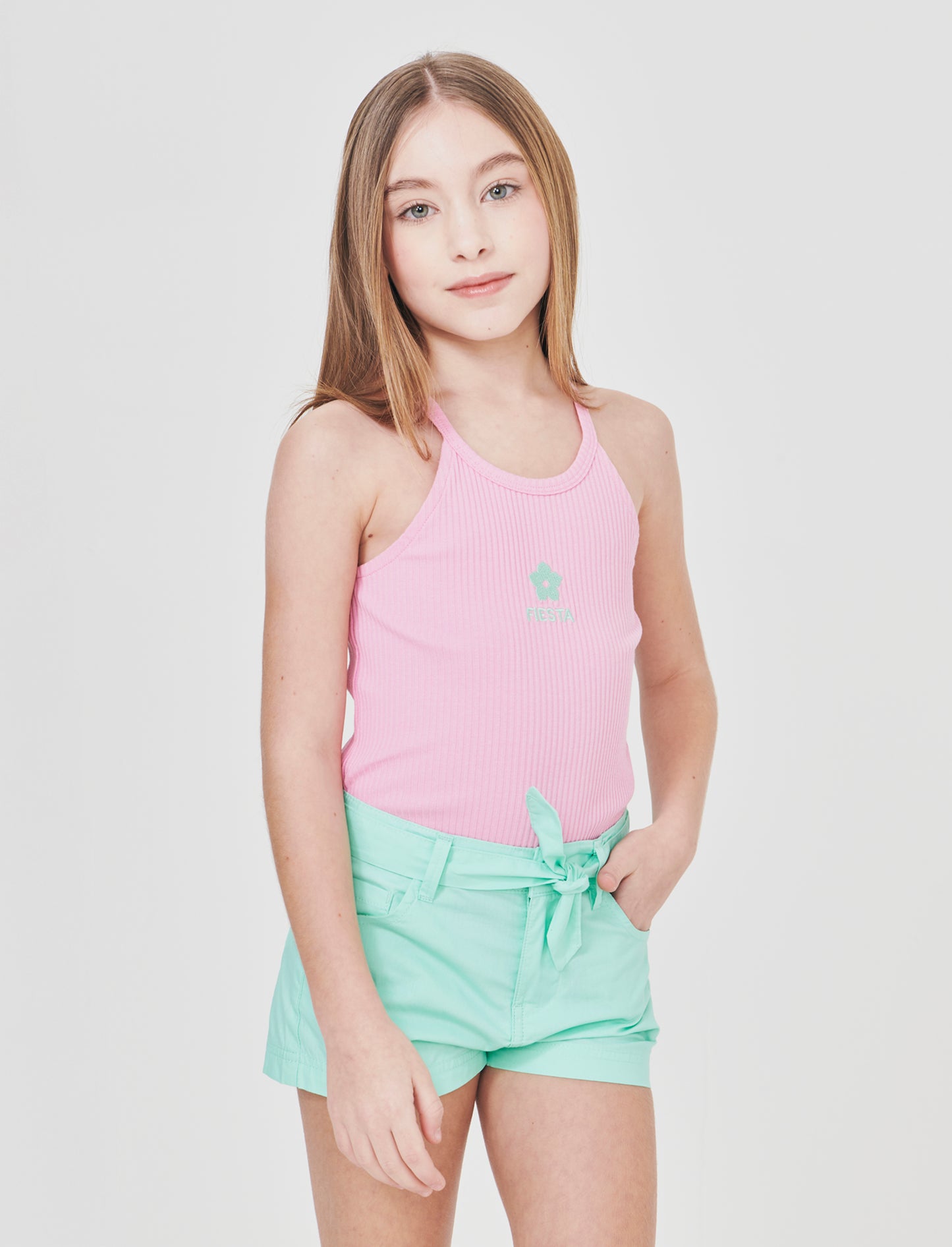 Cotton shorts with elastic waistband - Pink