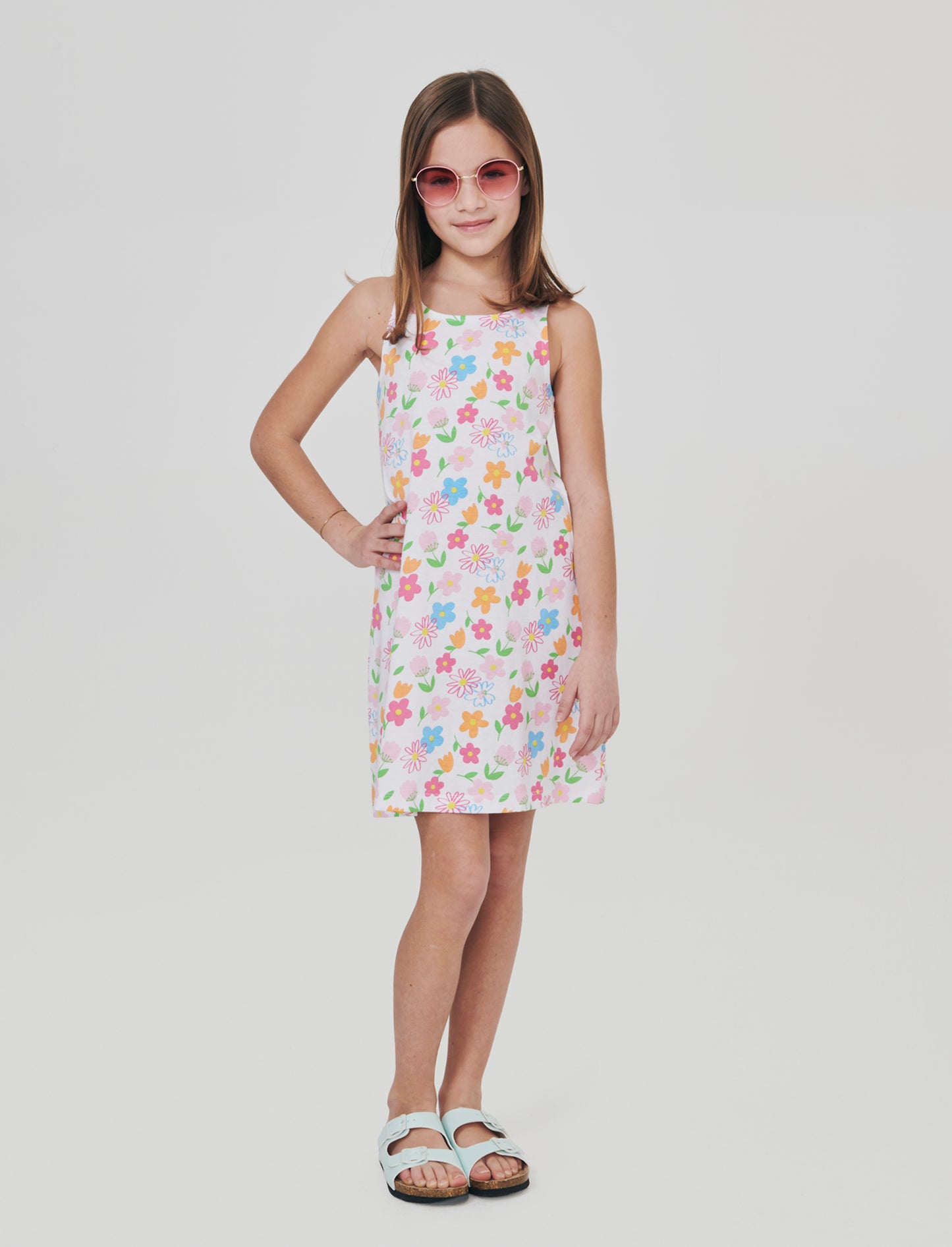 Abito svasato in jersey di cotone bambina - Bianco