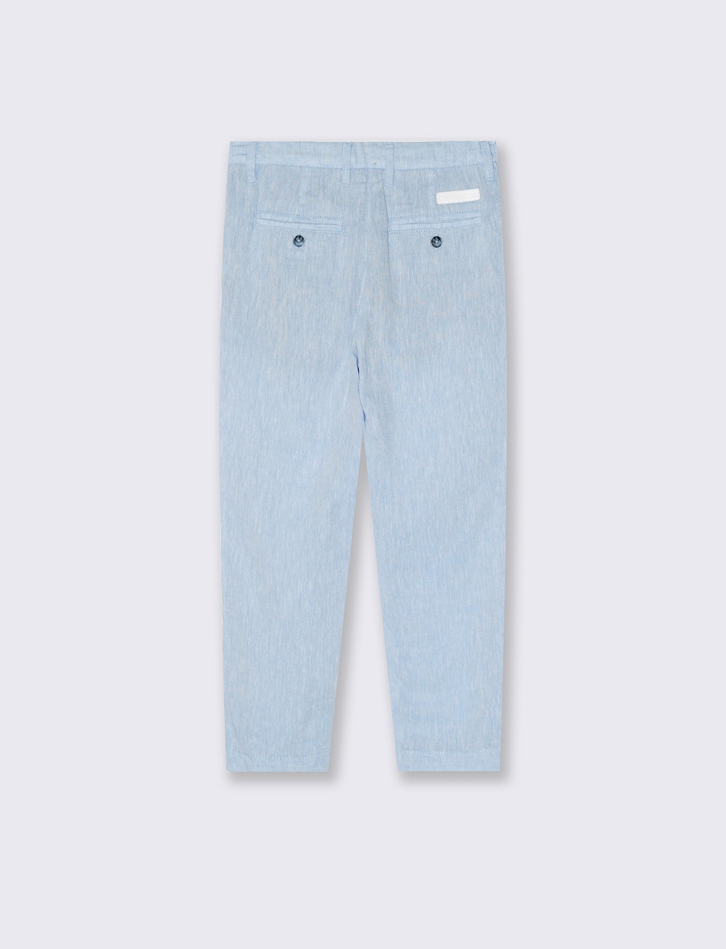 Pantaloni in lino con elastico e lacci - Celeste