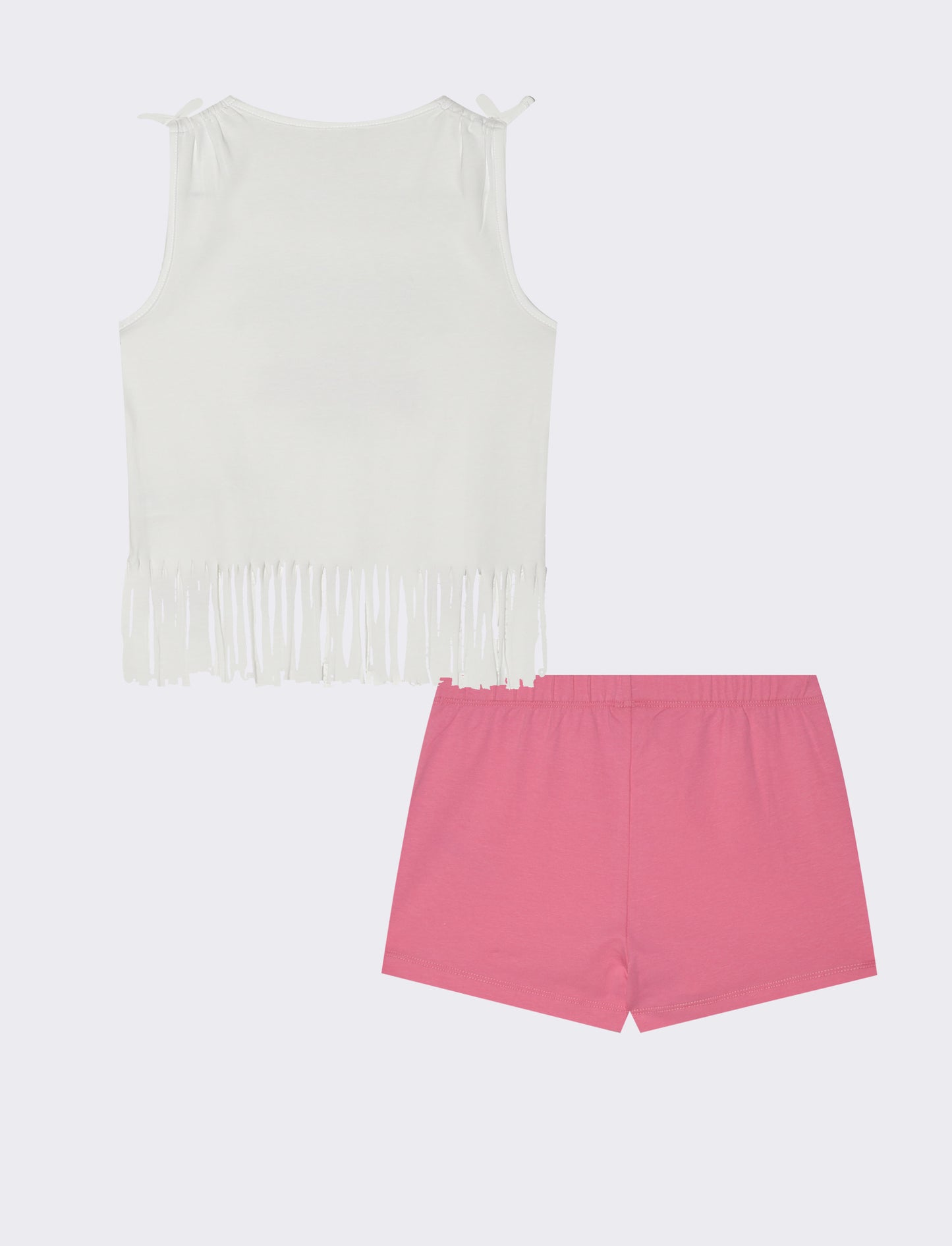 Completino in cotone elastico con frange - Bianco
