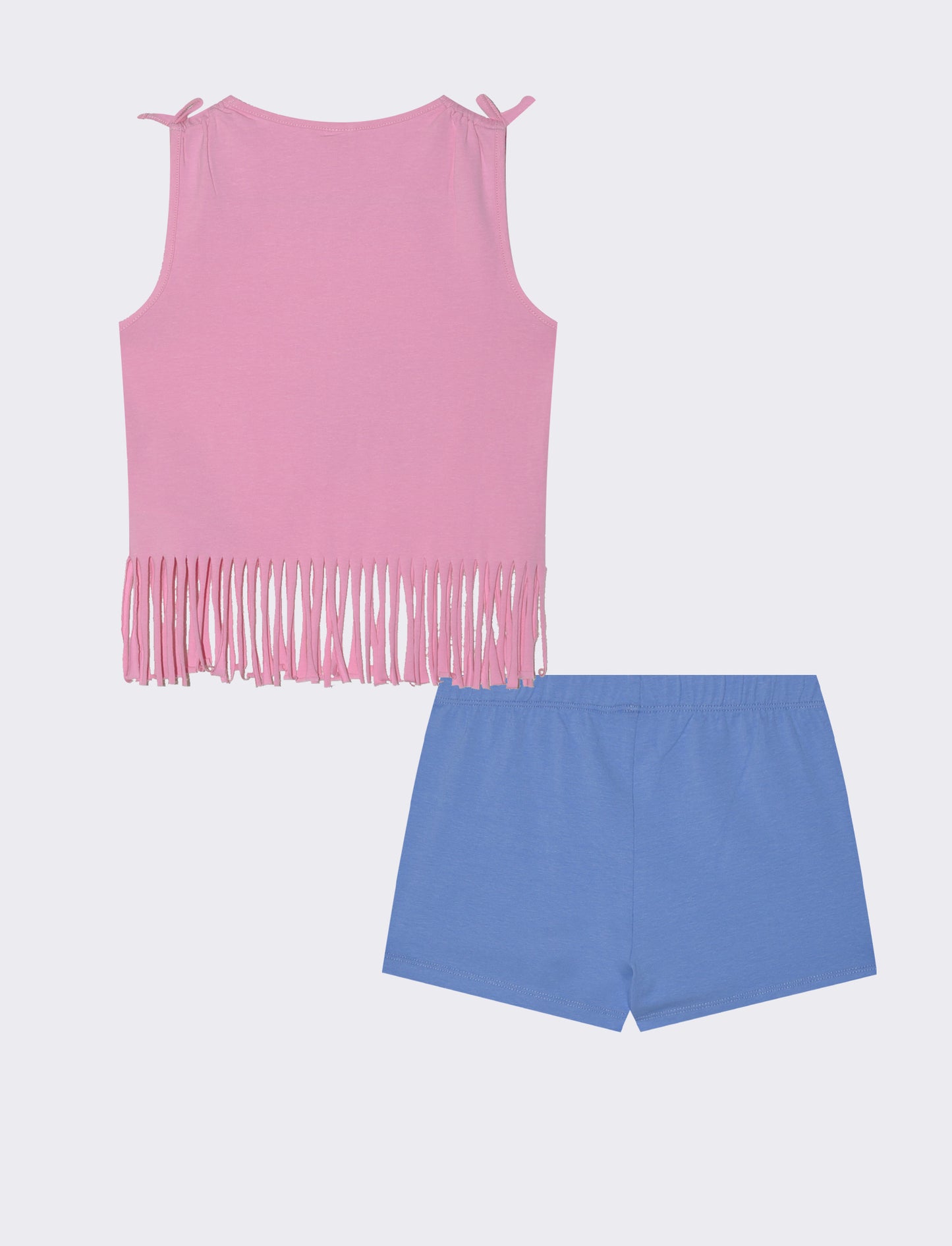 Cotton stretch crop top with fringes - Pink