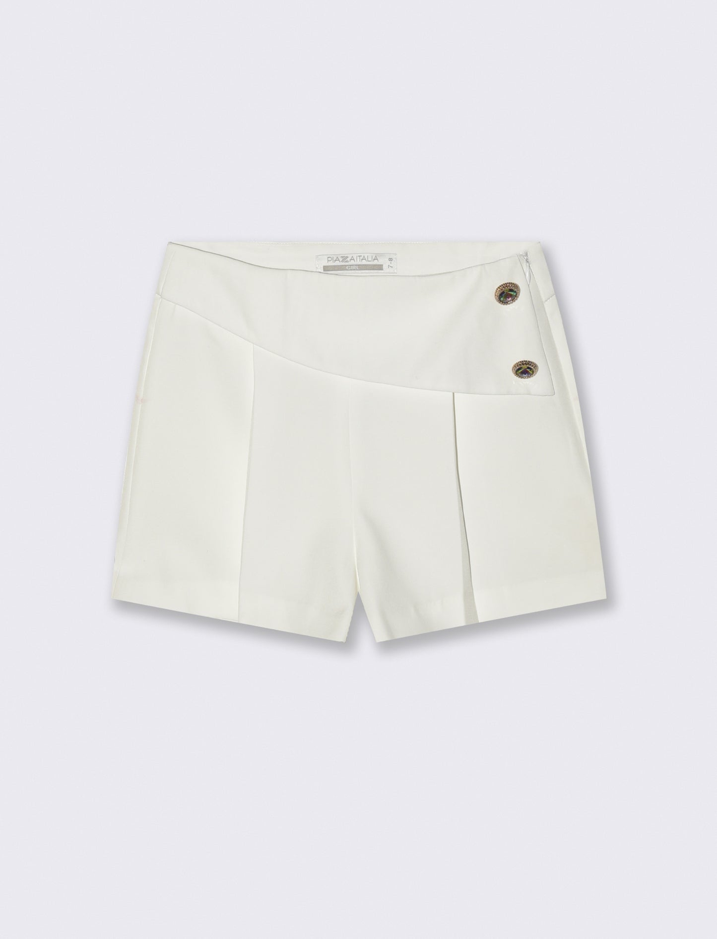 Elegant shorts with jewel buttons - White
