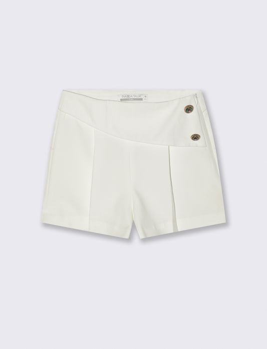 Short elegante con bottoni gioiello - Bianco latte