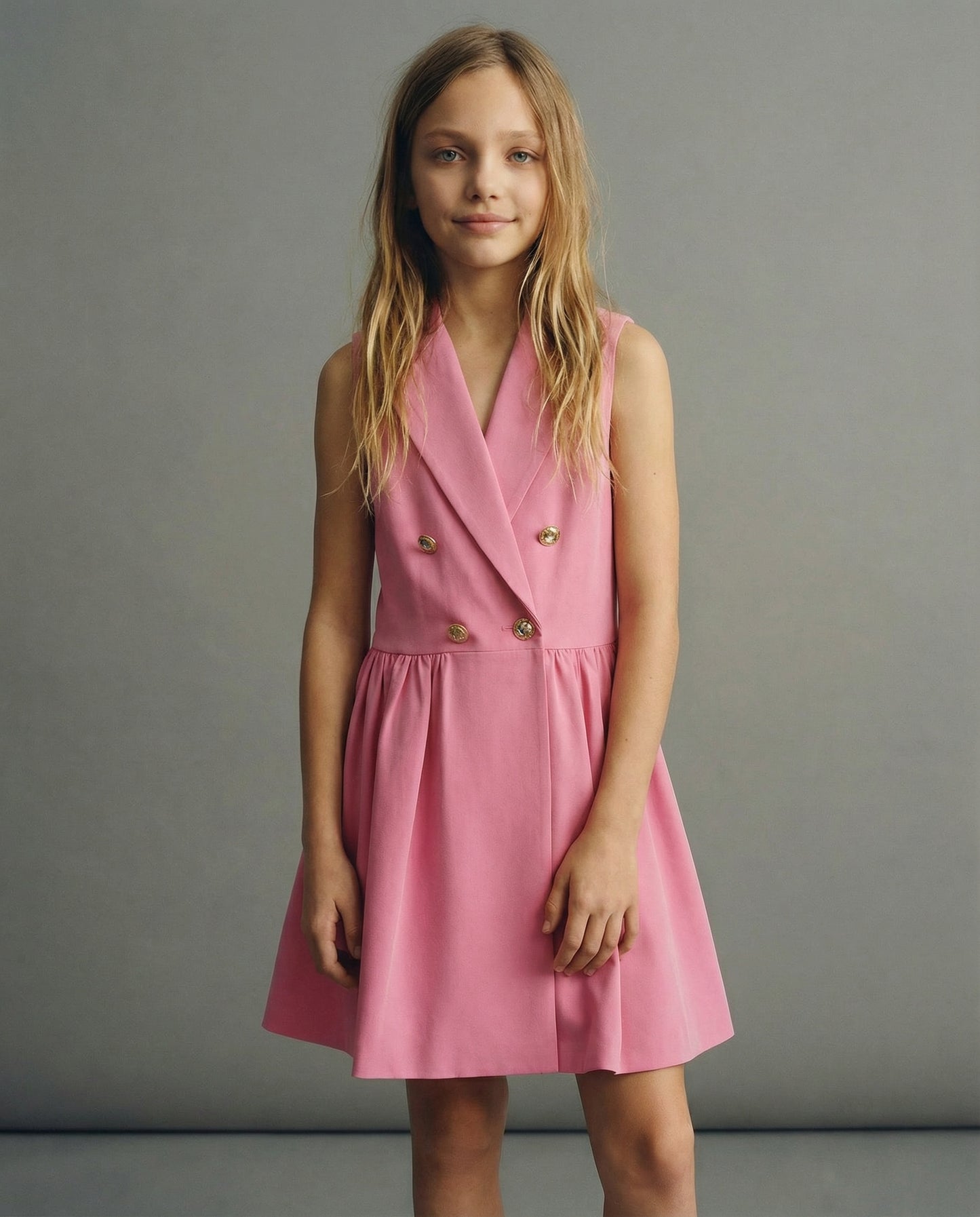 Abito gilet elegante con bottoni gioiello - Rosa