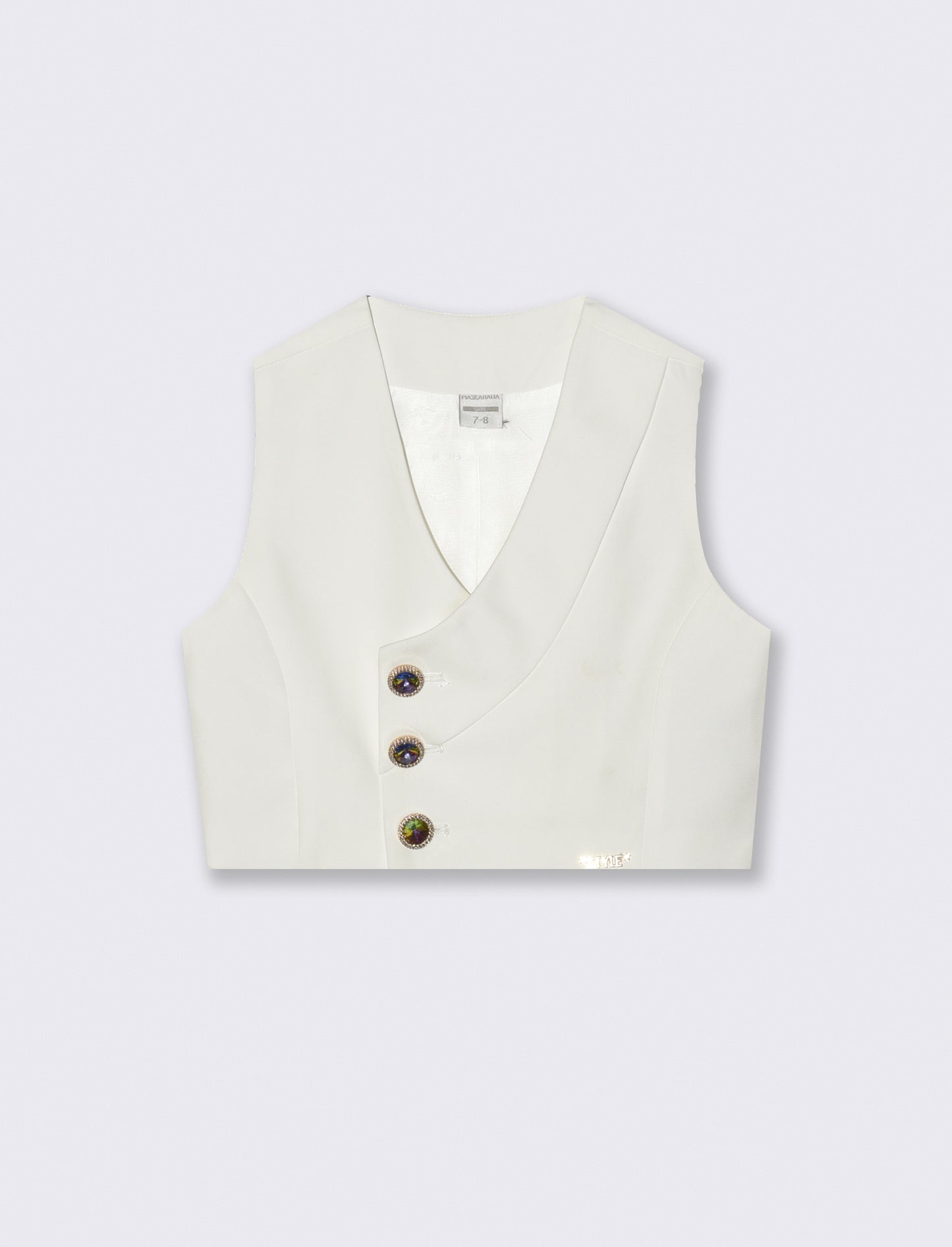 Gilet elegante con bottoni gioiello. - Bianco latte