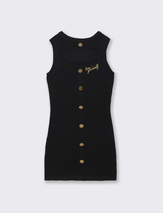 Abito in maglia con bottoni decorativi. - Nero