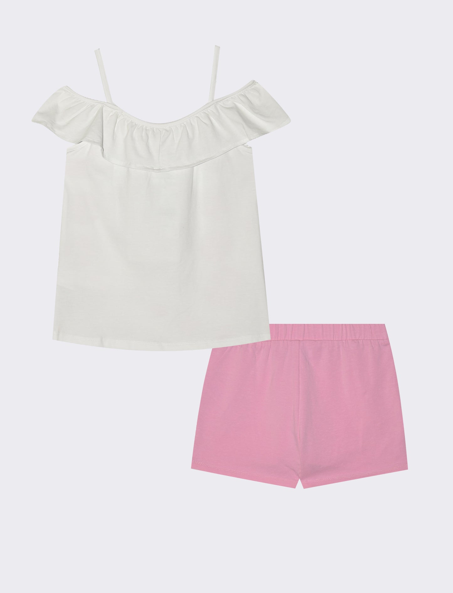Completino cotone elastico con rouches - Rosa
