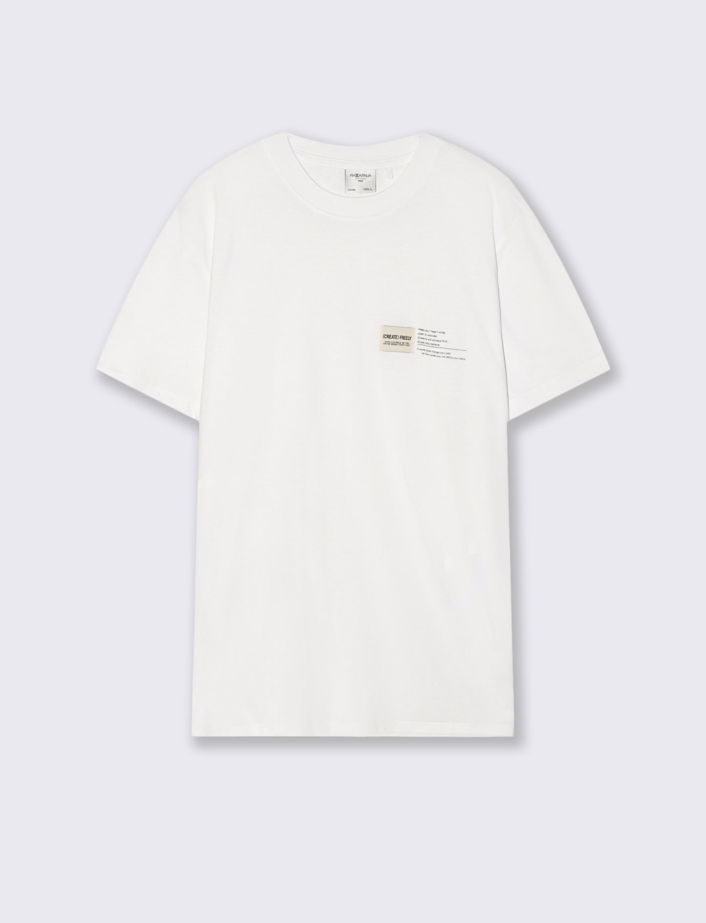 Premium cotton T-shirt with patch and print - White