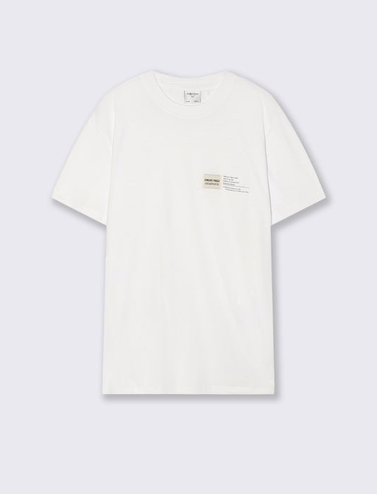 T-shirt cotone premium con patch e stampa - Bianco