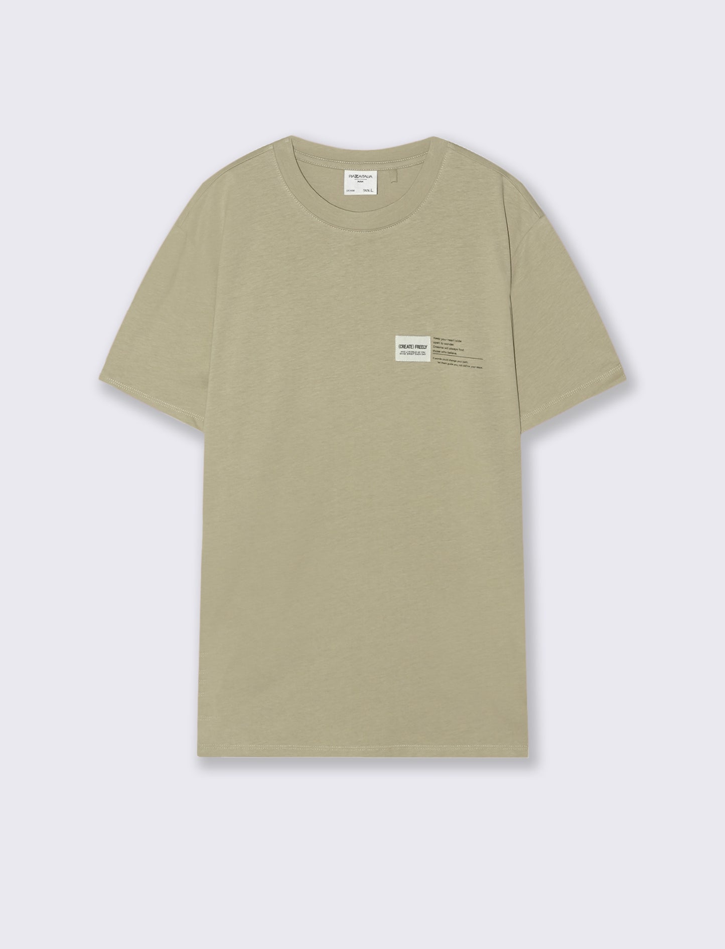 Premium cotton T-shirt with patch and print - Grey
