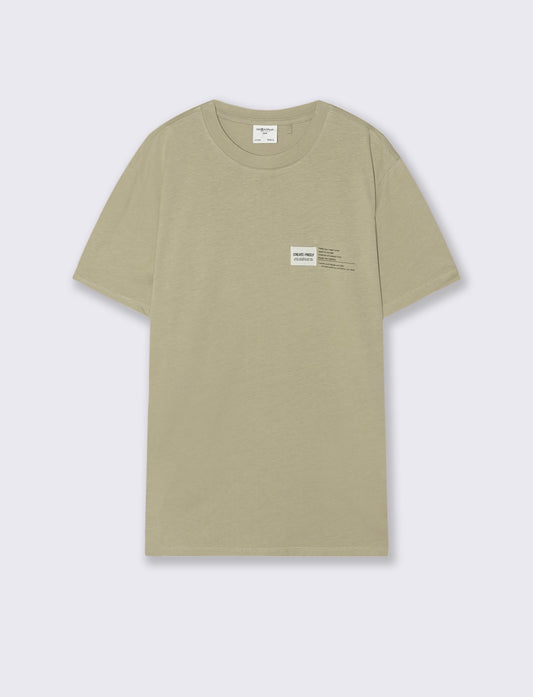 T-shirt cotone premium con patch e stampa - Grigio stone