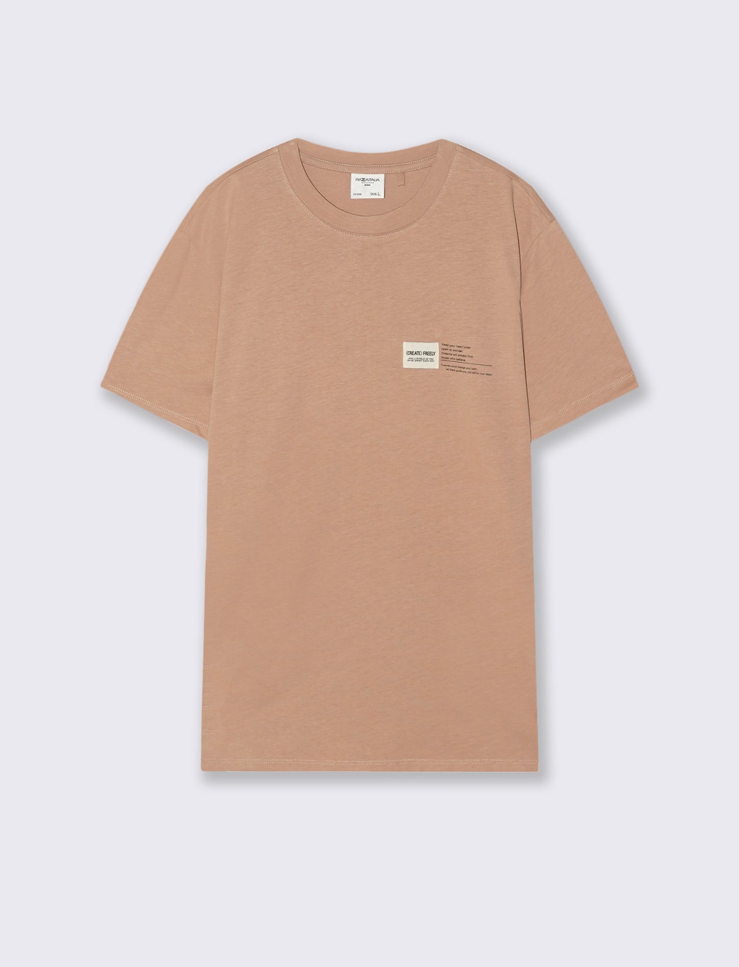 Premium cotton T-shirt with patch and print - Pink