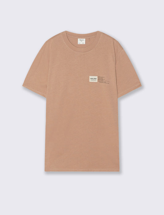 T-shirt cotone premium con patch e stampa - Cipria