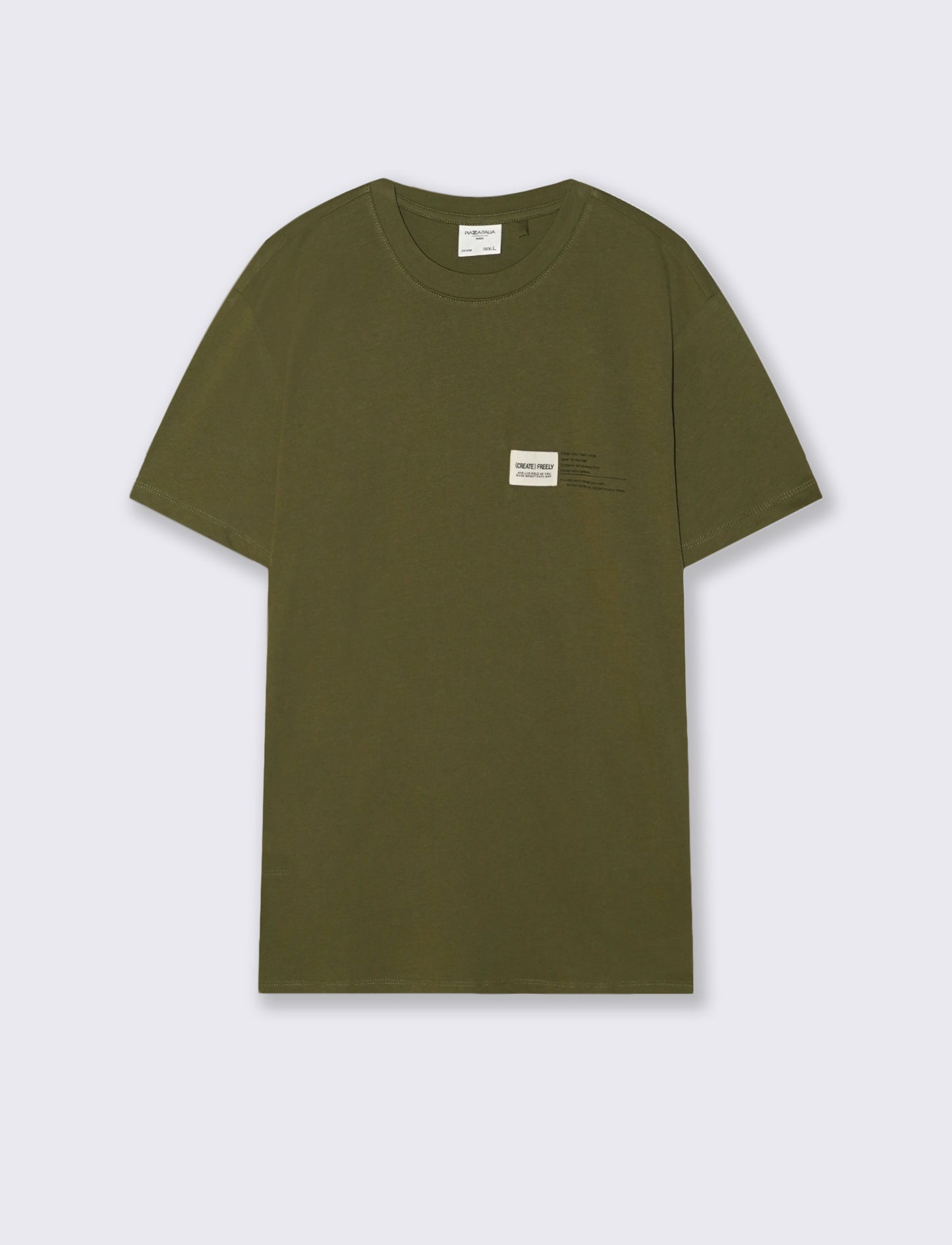 Premium cotton T-shirt with patch and print - Green