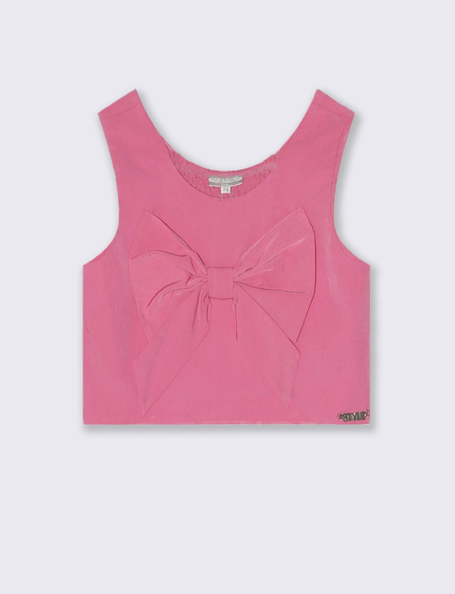 Top elegante in cotone con fiocco decorativo - Rosa