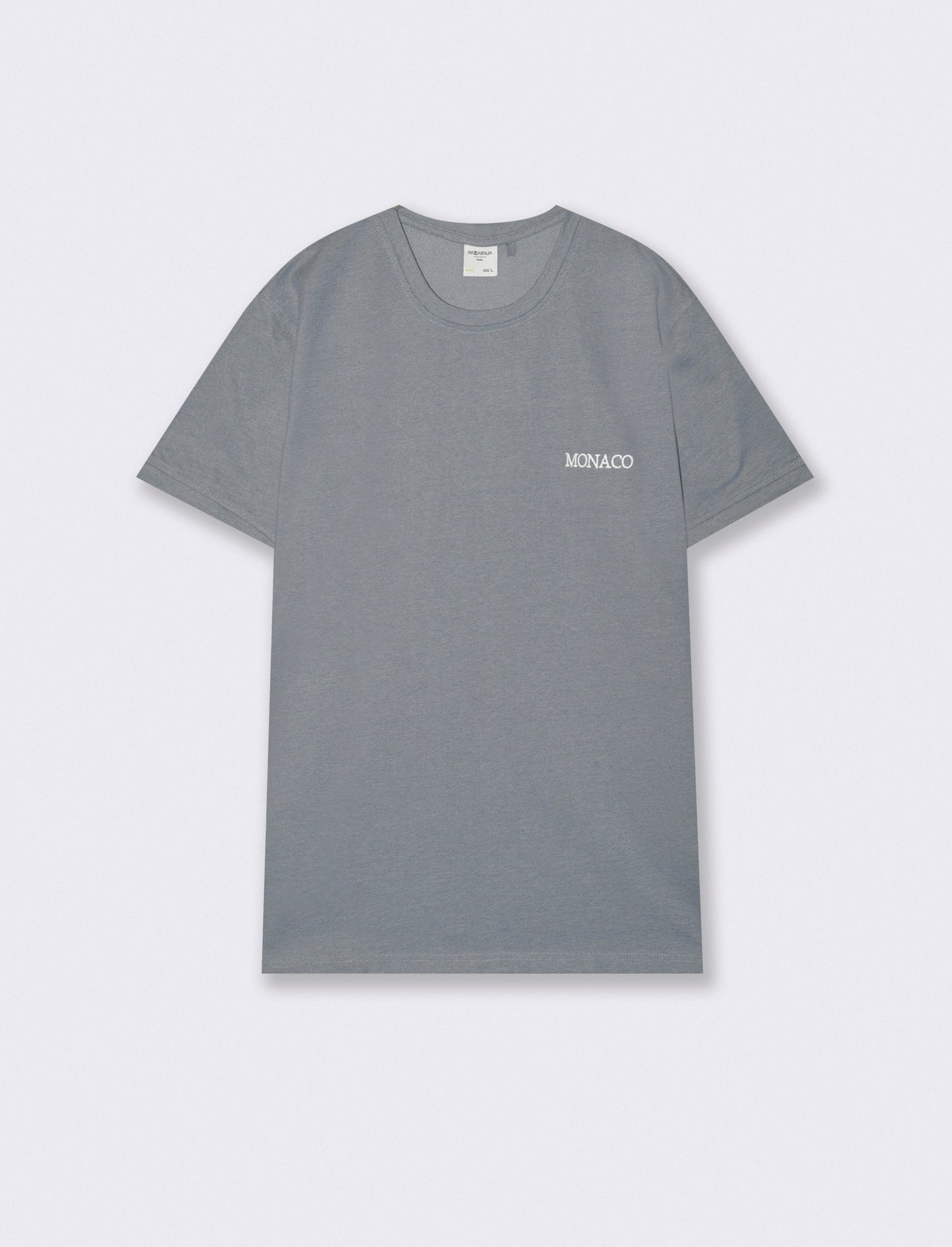 T-Shirt Piquet Effetto Melange Girocollo - Celeste