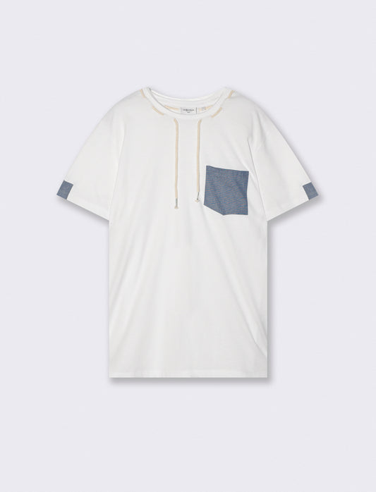 Nautical drawstring crew neck T-shirt - White