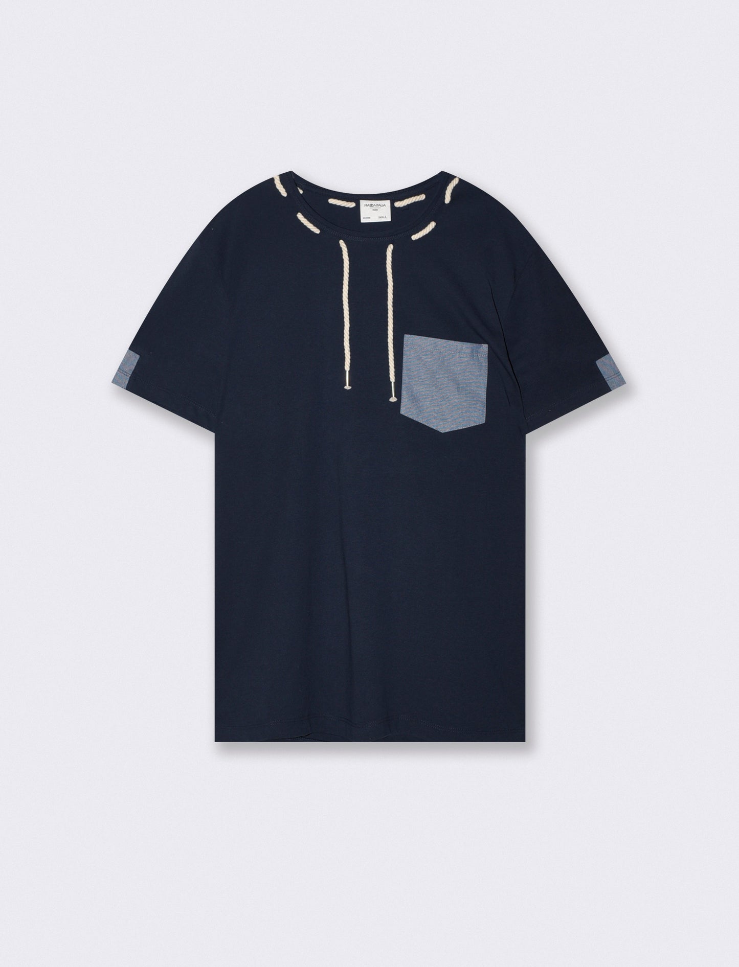 Nautical drawstring crew neck T-shirt - Blue