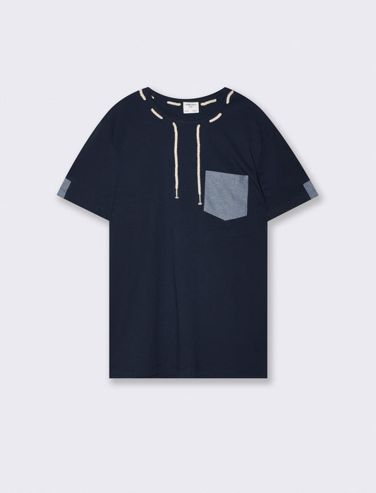Nautical drawstring crew neck T-shirt - Blue