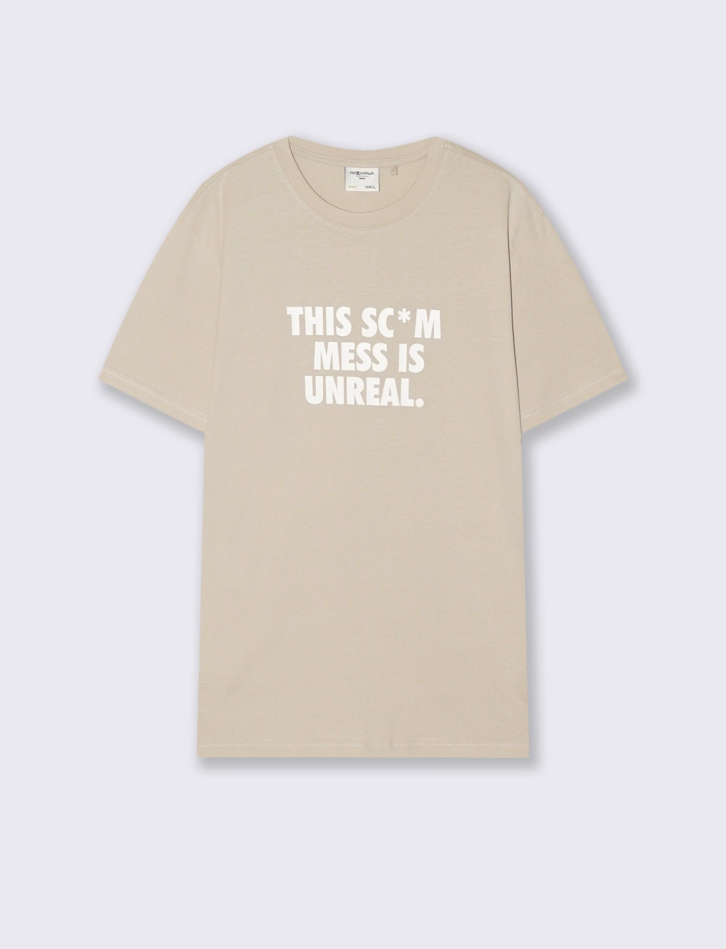 T-shirt cotone girocollo stampa contrasto - Grigio ghiaccio
