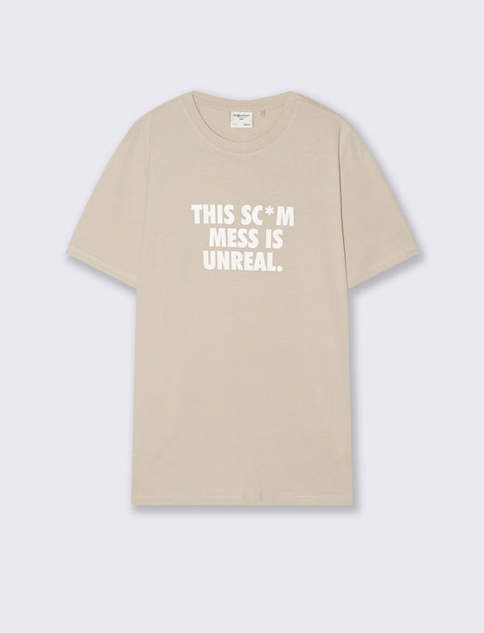 Cotton crew neck T-shirt with contrast print - Grey