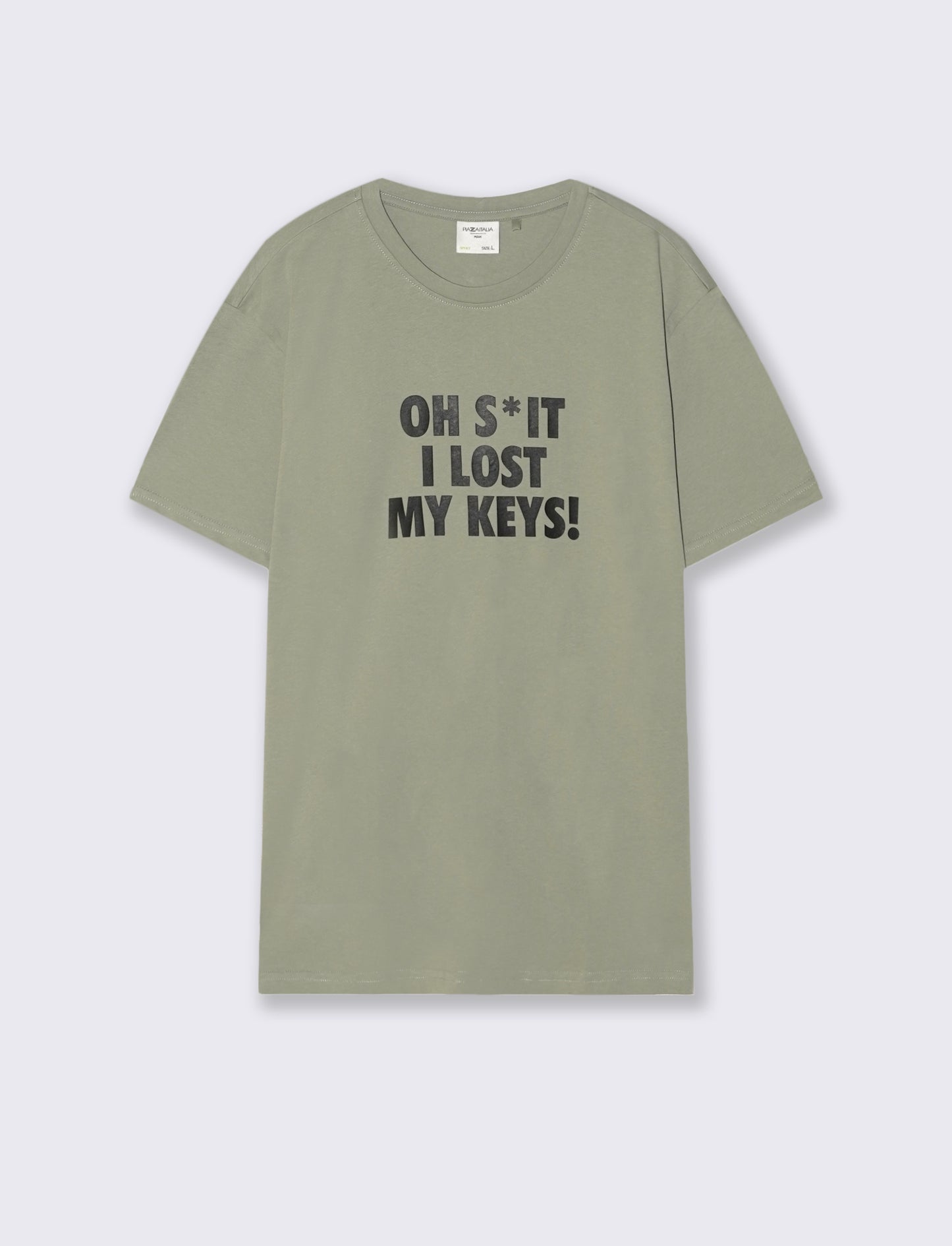 Cotton crew neck T-shirt with contrast print - Green